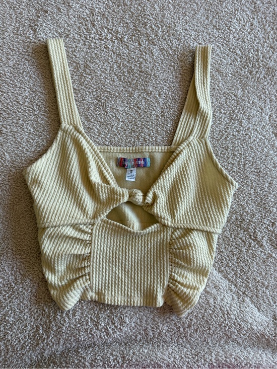 Urban Outfitters Tops - Urban outfitters Yellow Ribbed Knot Front Crop Top - Women